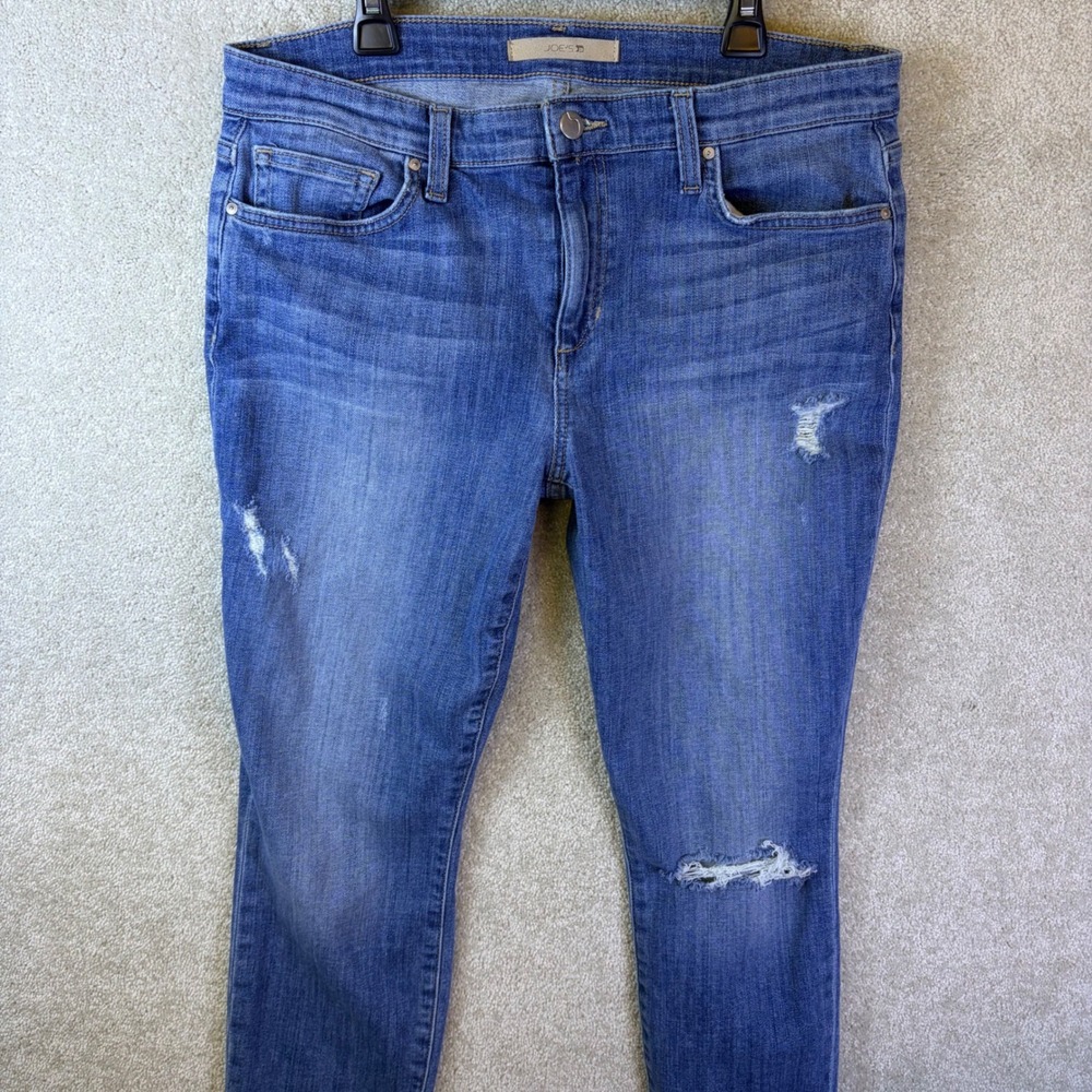 Joe's Jeans Skinny Ankle Womens 31x28 Blue Distressed Raw Hem Stretch Denim